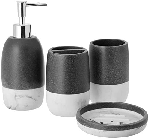 Sweet Home Collection Ensemble d'accessoires de Salle de Bain, Collections Uniques, Moderne Classique Contemporain, décoratif, Beaux Designs, Bains Douche Baignoire, Marbelisé