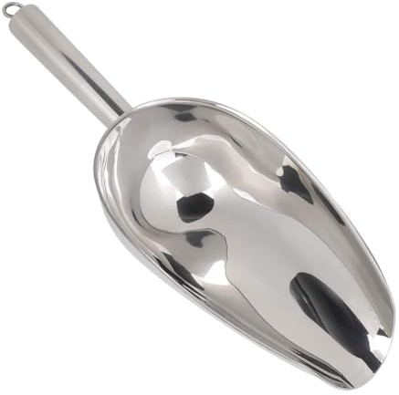Stainless Steel Ice Scoop, 24oz Sweet Food Scoop Trapezoid Shape All Purpose Scoop with Flat Bottom Ice Shovel Scooper for Flour Bar Barbecue Ice Bucket Kitchen Buffet Party