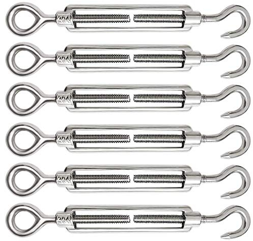 Tendeur Cable 6 Pièces M5 Tendeur Cable Inox 304 Réglable Crochet de Ridoir et Oeil pour Tendeur de Fil Cable Acier Corde Crochet Tendeur Accessoires