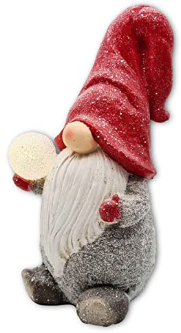 Wichtelstube-Kollektion XL Wichtel Figuren rot Weihnachten 42cm mit LED Kugel Weihnachtsdeko aussen Weihnachtswichtel für den Garten