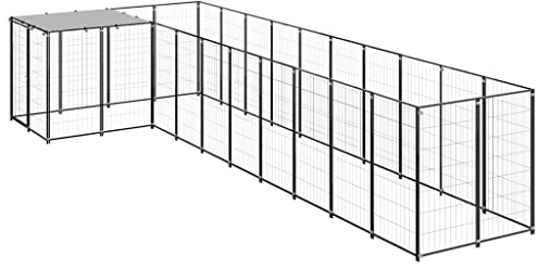 vidaXL Hundezwinger Schwarz 7,26m² Stahl Hundehütte Hundekäfig Hundehaus