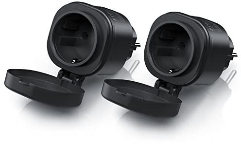 CSL - 2X WLAN Outdoor Steckdose - für den Außenbereich - WiFi Smart Socket schaltbar - kompatibel mit Android Apple iOS Smartphone Tablet PC, Amazon Alexa Google Home