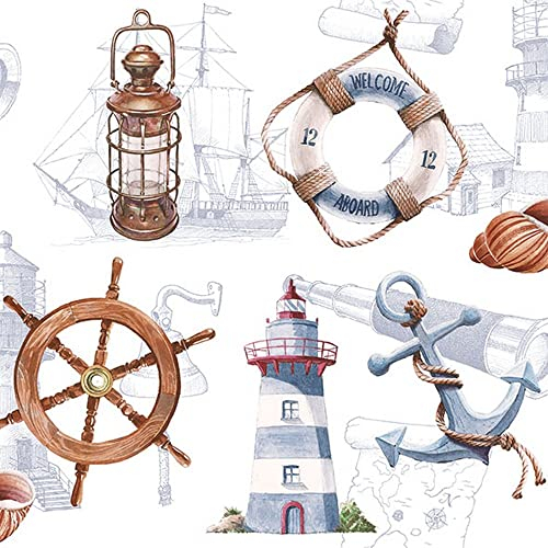 Servietten Maritim 20 Servietten Schmuckstücke der Seefahrt | Anker | Leuchtturm | Maritim | See | Meer | Urlaub | Sommer | Tischdeko | Fest | Feier | basteln | Decoupage | Serviettentechnik 33x33cm