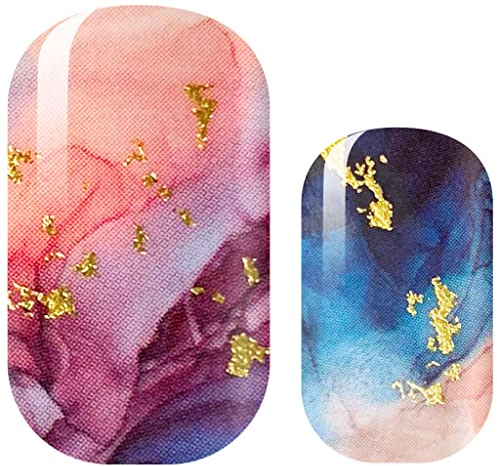 AVOA Beauty Nagelfolie - Romancing the Stone, pink, blau, grün, gold, semi-transparentes Marmor Nail Art Design, 16 dünne selbstklebende langanhaltende Nail Wraps