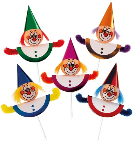 Günthart 100 Stück Chenille Einstecker Clowns zum Dekorieren für Gebäck | gemischt | Dekorationsartikel