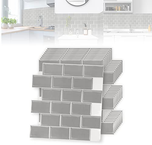 ACXIN 10 Stück Fliesenaufkleber für Küche Bad - PVC 3D Klebefliesen Startseite Dekore, Schälen und Kleben, 30 x 30cm (Schwarz-Weiß Rahmenfliese)
