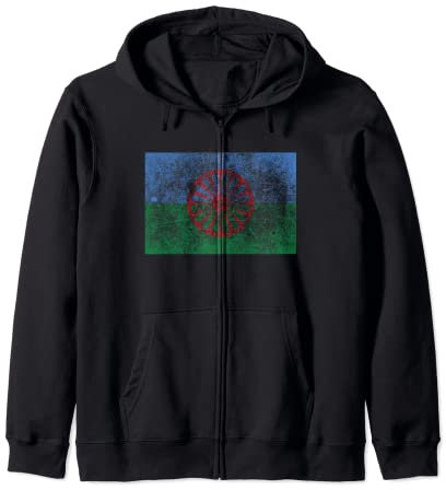 Bandera gitana romaní envejecida Sudadera con Capucha
