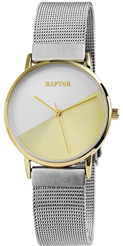 Raptor Vertical Damen-Uhr Milanaiseband Hakenverschluß Analog Quarz RA10178 (goldfarbig/silberfarbig/weiß)