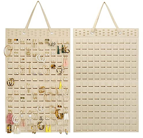 géneric Porte-boucles d'oreilles à suspendre Organisateur de boucles d'oreilles murales Peut contenir jusqu'à 300 paires de boucles d'oreilles suspendu Rangement de Bijoux Support cintre,beige