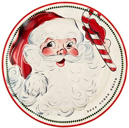 Mud Pie Weihnachtsmann-Salat-Teller Weihnachtsteller, Zuckerstange, 20,3 cm Durchmesser