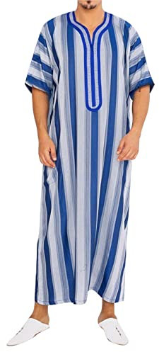 Muslimischer Herren Kleid Robe Kaftan Mittlerer Osten Saudi-arabische Roben Türkisch Kleider Thobe Männer Gebetskleidung Drucken Taschen Kleider Kurzarm Langarm Muslimischer Rock