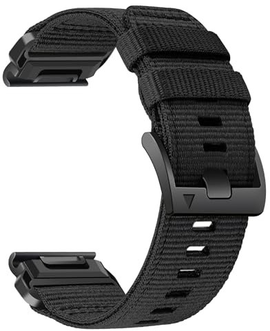 YOOSIDE Nylon Armband für Garmin Fenix 7 / Fenix 6 / Fenix 5 / epix Pro 47mm, Verbessert Quick Fit 22mm Weave Nylon Gurtband Sport Handgelenkbänder für Forerunner 955/965,epix 2 (Schwarz)