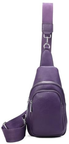 Unisex Crossbody Bodybag Sling Tasche Rucksack Crossover Schultertasche Brusttasche Umhängetasche Bag Damen Herren Lila V1