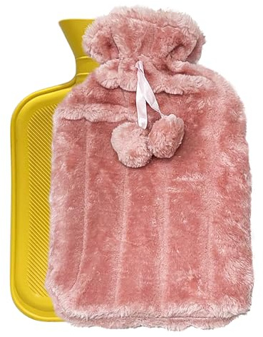 2L Hot Water Bottle with Soft Faux Fur Cover for Cozy Warmth & Relief | Pain Relief