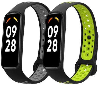 kwmobile 2X Cinturino TPU Silicone Fibbia Compatibile con Xiaomi Smart Band 8 Active Cinturino - Cinturini 14-22 cm