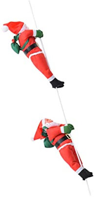 DECHOUS Weihnachtsmanndekoration Klettern Am Seil Figuren Robustes Material Für Innen Und Außenbereich