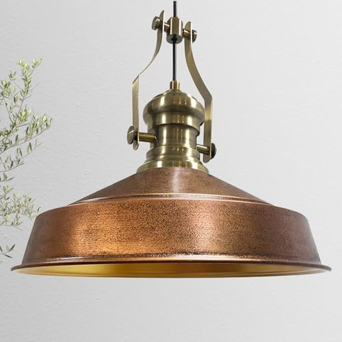 bamyum Neo-Asletl Hängelampe Industrial aus Metall Ø41 cm, Küchenlampe Vintage, Hängelampe Esstisch E27, Pendelleuchte Kupferfarbe, Wohnzimmerlampe Hängend Vintage, Pendelleuchte Esstisch Wohnzimmer
