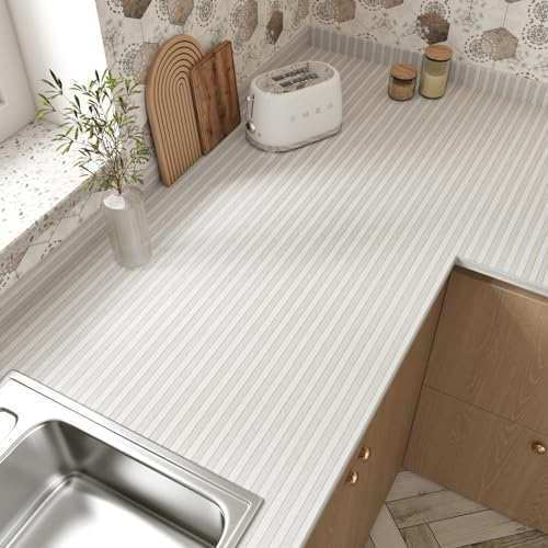 Yullpaper Graue Tapete Streifen Klebefolie Holzoptik für Möbel Schrank Vintage Tapete Grau Möbelfolie Selbstklebend Tapeten Wohnzimmer Holzoptik Folie Arbeitsplatte Küche Tapete Streifen 40cm X 300cm