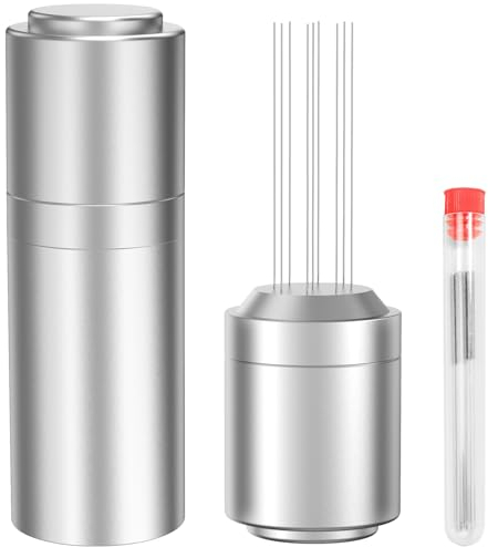 TIVERAIN WDT Espresso Distribution Tools Espresso Stirrer Tool WDT Coffee Distributor for Barista Espresso Machine Accessories 9*0.35mm Espresso Grounds Stirrer with Extra 9 Replaceable Needles,Silver