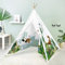 decalsweet Tipi Zelt für Kinder mit Kieferpfahl & Holz Stabilisierung & Niedliche Muster, Kinderzelt für Drinnen und Draussen, Zelt Kinderzimmer Spielzelt für Mädchen Jungen Dinosaurier Grün