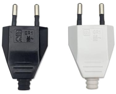 Eurostecker Flachstecker, Euro stecker Flach, Stromstecker (220V, 2.5A), Stromstecker Flach (2, Schwarz)