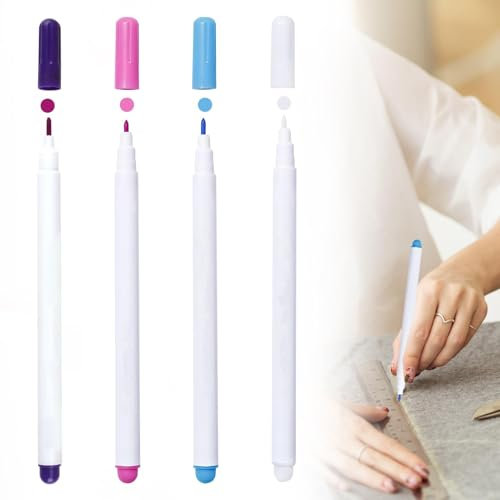 4 Stück Stoffmarkierstifte Wasserlöslicher Stift Trickmarker Nähen,Selbstlöschend Stift,Stoff Markierungsstift für Quilting Nähen, Schneiderei, Stoffe, Schneiderinnen Nähen Stoffe Marker