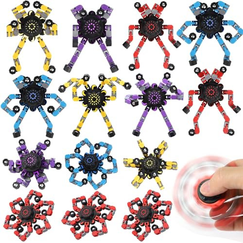 15 Pack Transformer Chain Robot Fidget Spinner Sensory Toy Stocking Stuffer for Kids Adults, DIY Deformation Mechanical Spinners Twister Fingertip Gyro for Stress Relief