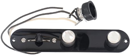 Fully Loaded Guitar Control Plate, Prewired 3 Way Controls Plate with Harness for Telecaster Electric Guitar (Black)