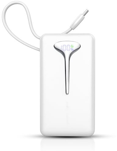 Hosgubo Powerbank 10000mAh 22,5W Schnellladung Mini Powerbank, Klein und Leistungsstark, Tragbare Handybatterie mit USB-C Kabel, Klares LED-Display, Kompatibel mit iPhone 15/16 Pro Max, Samsung,iPad