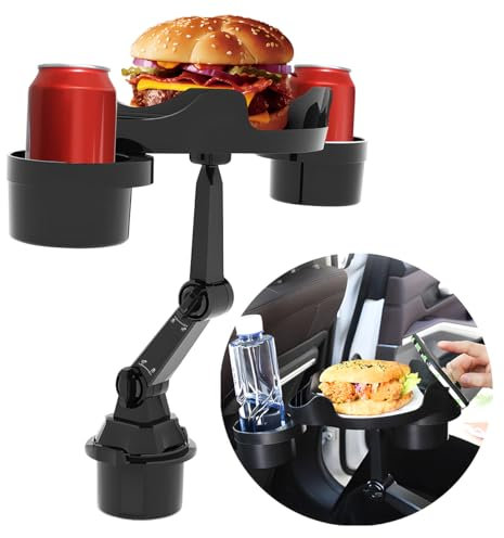 CGEAMDY Universal Car Table Cup Holder, Car Cup Holder Expander with Tray, 360° Adjustable Car Table, Cup Holder Tray for Cars Drink Holders Compatible, Universal Cars Food Tray Table for Eating