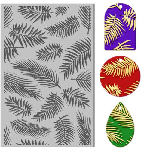 CHGCRAFT Feuilles de Texture en Argile Polymère Feuilles de Palmier Tapis Végétale Outils de Texture en Argile Polymère en Caoutchouc pour Adaptés à la Plupart des Créations Artisanales