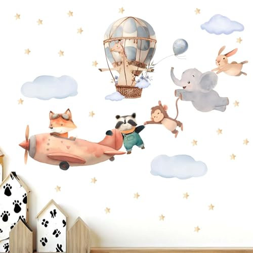 Heißluftballon Elefant Wandaufkleber Flugzeug