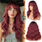 BARSDAR Lockige Wellig Ombre Rot Perücke mit Pony, 46cm Wellig Mittel Lange Perücke mit Pony für Frauen Schulterlange Haar Perücke Synthetisches Hitzebeständig Perücke Cosplay Party - Ombre Rot