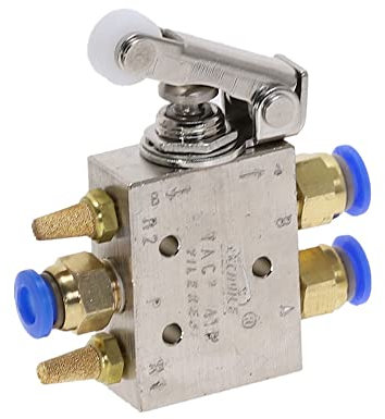 TAC2-41P Soupape d'échappement 2 positions Levier à rouleau 5 voies Valve mécanique Interrupteur de valve pneumatique Filetage femelle 1/8 avec raccords (8 mm)(6mm)