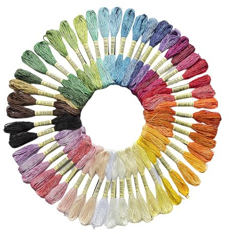 Stickgarn Set Baumwolle, Farben 8 Meter ArmbäNder,Embroidery Thread,Perlgarn FüR FreundschaftsbäNder, Wolle Stickbilder, ArmbäNder, Zum Basteln