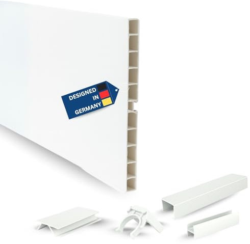 TJ Sockelleiste Küche Weiß Hochglanz I 100 x 13 mm Länge 3 m I Küchen-Sockelblende aus PVC I pflegeleichter & langlebiger Küchensockel mit Dichtlippe I Abschlussleiste für Küchenschränke