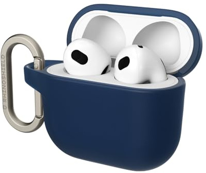 RHINOSHIELD AirPods Case mit Karabiner kompatibel mit Apple [AirPods 4] | Fallschutz in Militärqualität, Kratzfest, kabelloses Aufladen - Königsblau, Standard Set