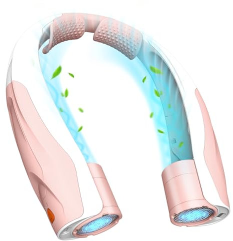 Smilfree Nackenventilator Ventilator Hals Tragbare Persönlicher: 6000 mAh Halsventilatoren Aufladbar Nacken Ventilator Halsventilator leise für Camping, Reisen, Büro (Rosa und Weiß)