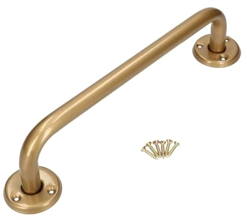 Bathroom Grab Bar for Elderly, Disabled, Seniors - 200 mm Gold Safety Handrail with Fixings - Powder Coated Steel Anti-Slip Mobility Support Handle for Shower, Bath, Toilet, Stairs, Home, Care