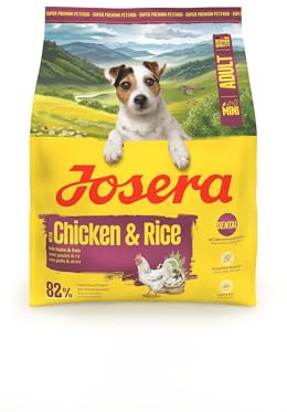 JOSERA Mini Huhn & Reis | 900 g | Trockenfutter für kleine Hunde | Adult | Glutenfreies Premiumfutter für Hunde kleiner Rassen - mit kleinen Kroketten | viel Biotin für Haut & Fell | extraverträglich