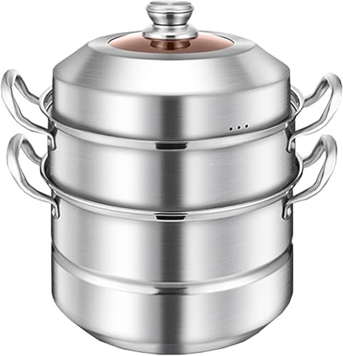 Marmite à Vapeur/Soupe/Acier Inoxydable 304 de qualité Alimentaire, Fond monocouche Extra-épais, Fruits de mer cuits à la Vapeur, Soupe au Poulet mijotée, 36 cm
