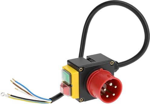QWORK® Interrupteur de machine 400 V, interrupteur triphasé, interrupteur de sécurité, avec inverseur de phase et câble de 65 cm