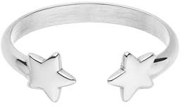 Purelei Hoku Ring – verstellbarer, wasserfester Ring mit zwei Sternen, Edelstahl 14K vergoldet, 18K rosévergoldet oder silber (Größe 53–58)