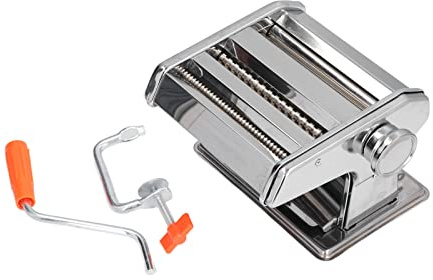 Pastamaschine Manuelle Professionelle Teigausrollmaschine Edelstahl Silber, Verstellbare Dicke, Abnehmbares Messer - Vielseitig Für Pasta, Ravioli Und Gyoza, Für Zuhause Und Kleine Nudelshops