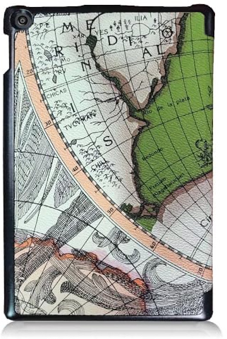 Case for Amazon 8.9 The fifth generation Kindle Fire HD 8 from 2015, E-book cover, Map pattern ultra light and ultra-thin PU leather protective case with automatic wake-up/sleep (Map green)