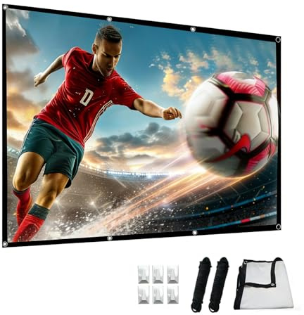 60-300 Inch Foldable Projector Screen, 16:9 4K HD Anti-Crease Portable Washable Projection Movie Screen for Outside Theater, Home Backyard Movies, Party(300 in)