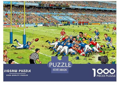 Rugby Match Wooden Jigsaw Puzzle Waterproof 1000 Piece Puzzles for Adults Colourful Challenging Games