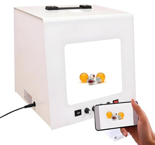 CGLYYDS Pro Jewelry Photography Light Box Kit with Adjustable Turntable,Adjustable Brightness for Jewelry Photography,Customizable Speed & Color Temperature T30