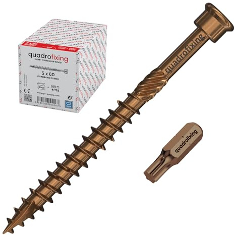 Terrassenschrauben Edelstahl C2 ANTIK 5x80, 1000 Stück + Bit | Antike gewachste Oberfläche, gehärtet & rostfrei, Deckschrauben für Holzterrassen, witterungsbeständig, Torx