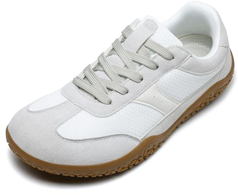Meik Mangni Unisex Barefoot Zapatillas Minimalistas Hombre Mujer Ligera Zapatos Barefoot Anchos Transpirable y Antideslizante Zapatillas de Trail Running,Blanco,Tallas:38 EU